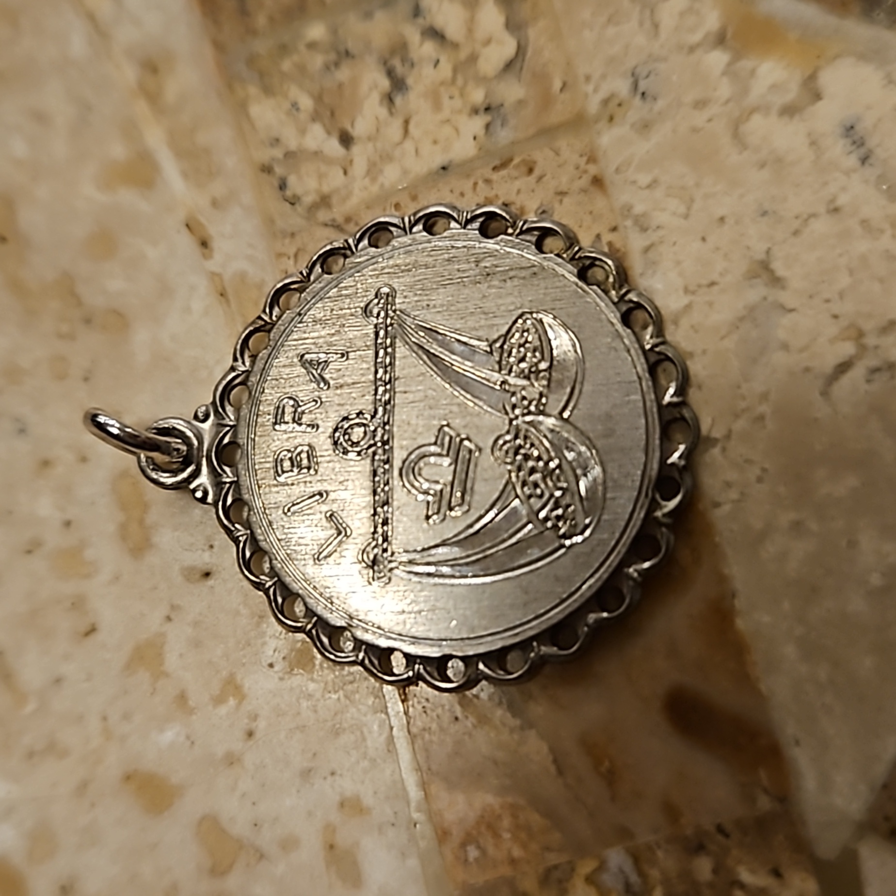Libra Creed Signed Sterling Silver Pendant 925 Ss Zodiac Horoscope Justice Scale